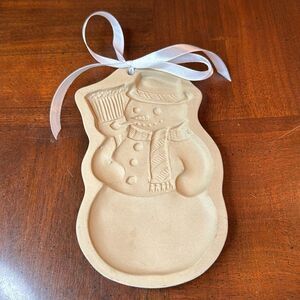 Snowman with Broom Brown Bag Cookie Art Pottery Craft Mold-Hill Design 1989